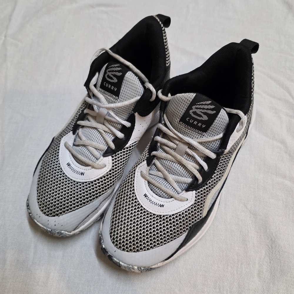 Curry Black and White Athletic Sneakers